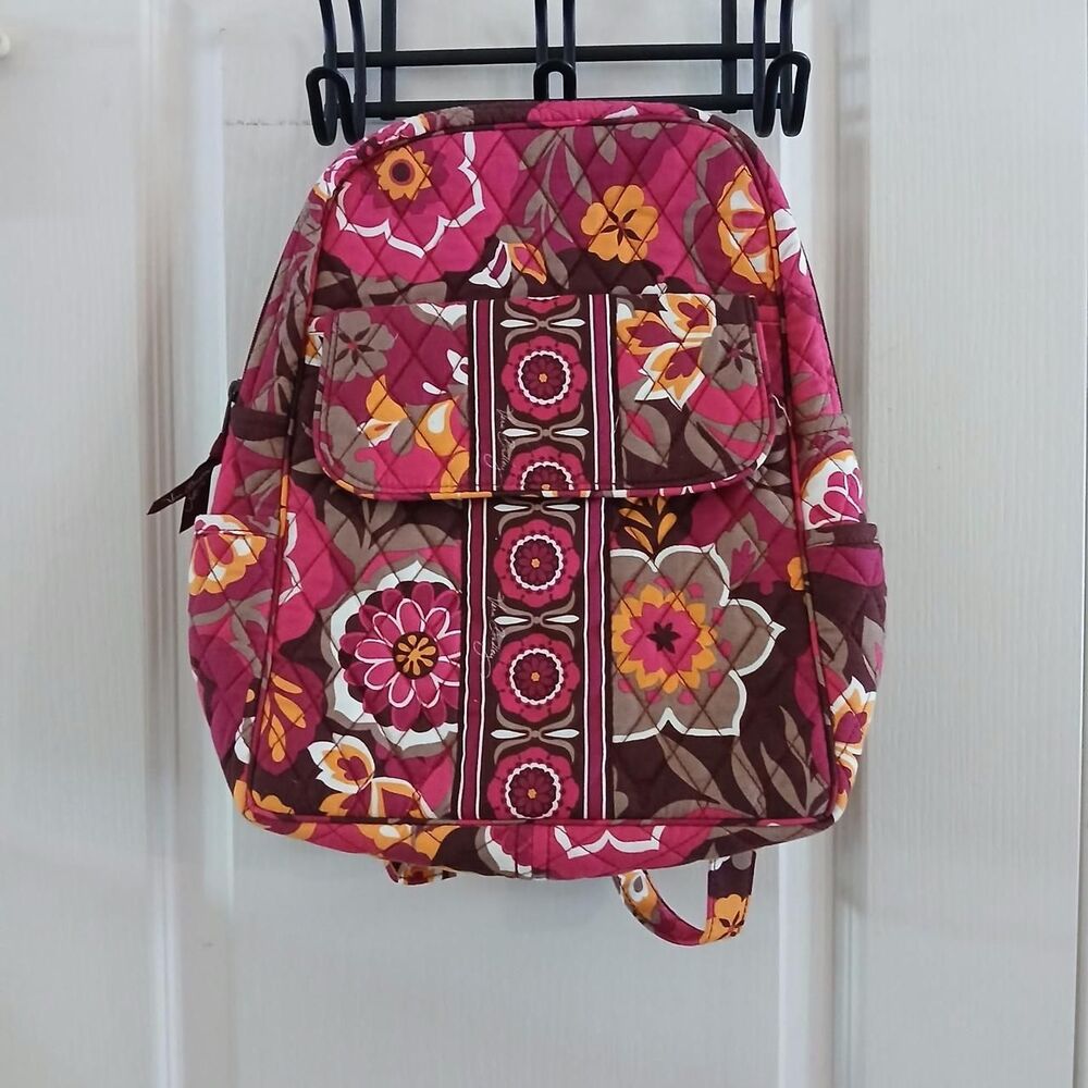 Vintage Vera Bradley Retired Carnaby Vibrant Floral Quilted Cotton Backpack